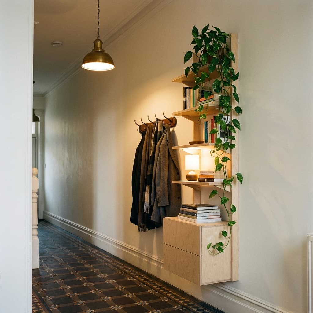 MESTRA wall-mounted shelving layout in a room