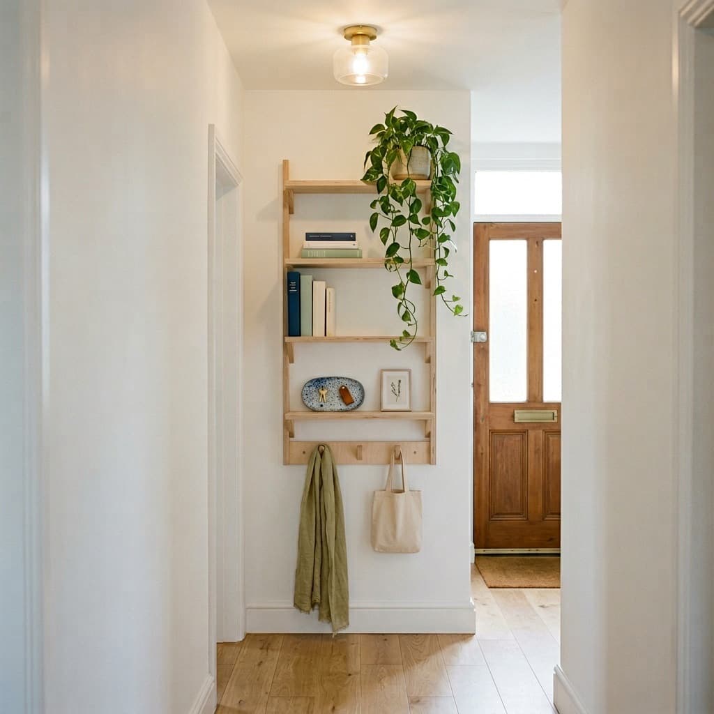 MESTRA wall-mounted shelving layout in a room